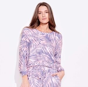 Sundry, Palms‎ Cozy Lightweight Pullover, Blue/Grey/Pink Peach, Size S - NWT!